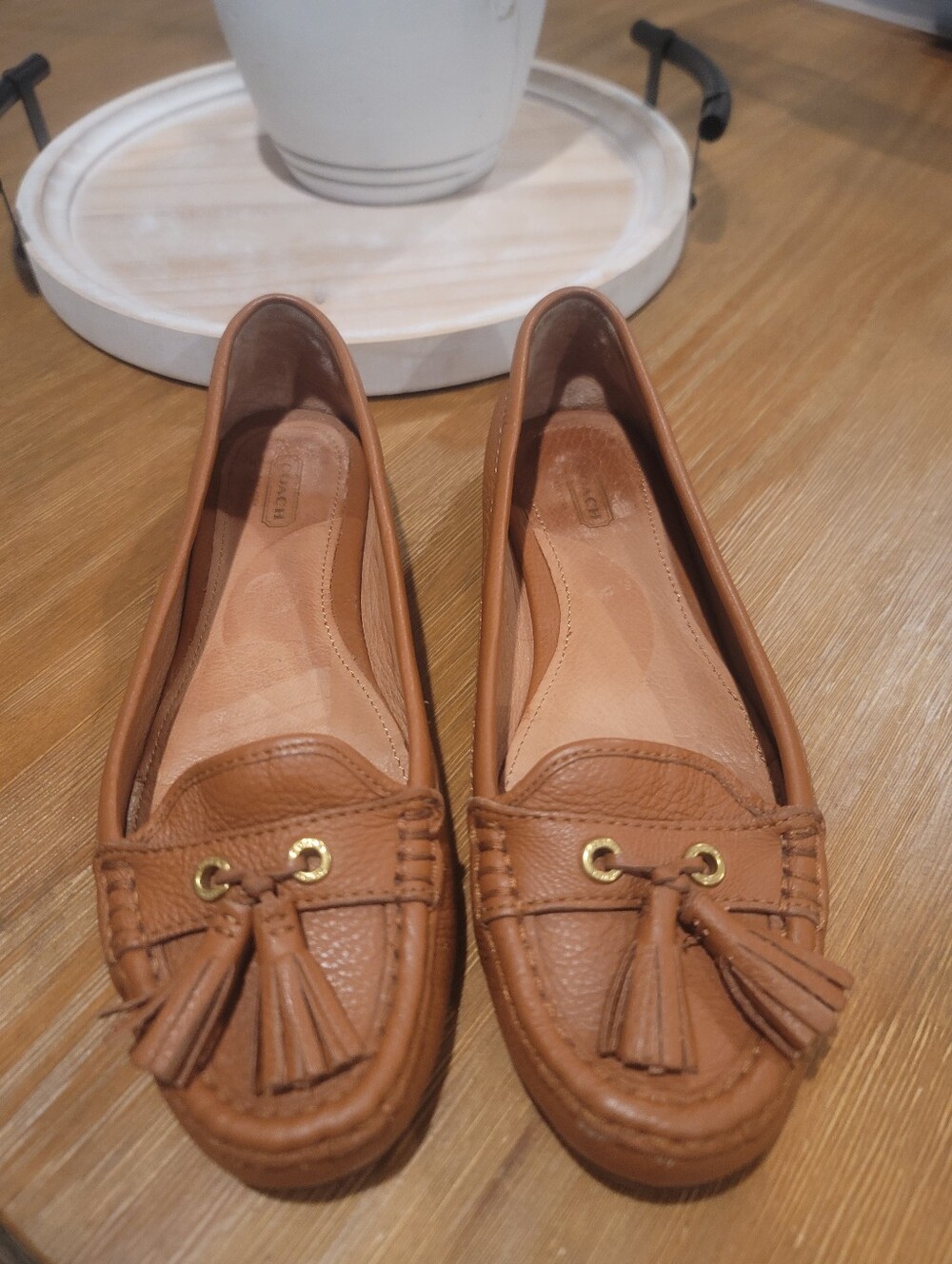 Coach Brown Leather Tassel Loafers 9B - Picture 3 of 11